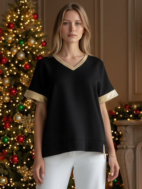 Bluzka damska oversize SHINE LOVE czarna Dstreet RY2912z