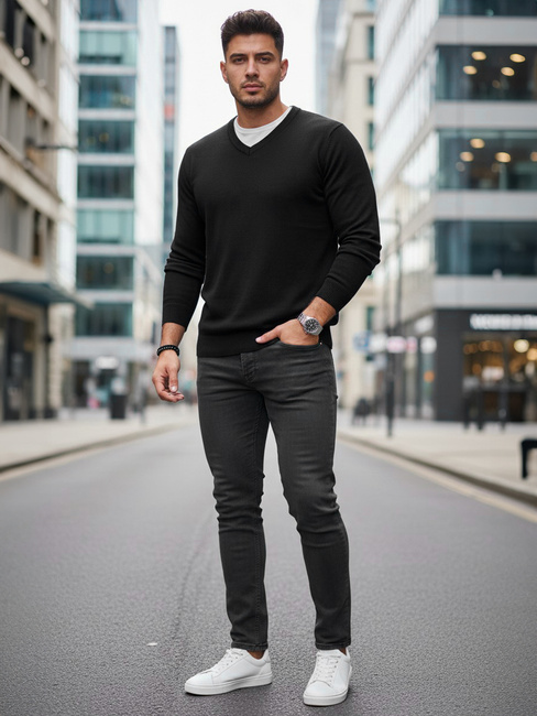 Sweter męski w serek czarny Dstreet WX2314