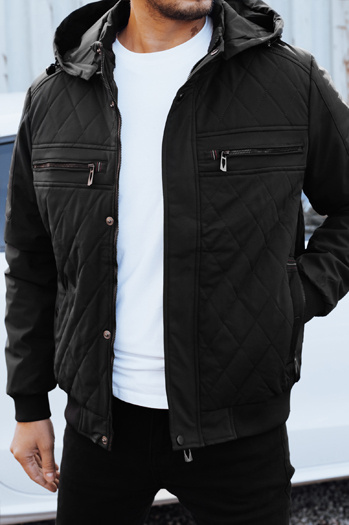 Kurtka męska przejściowa pikowana z kapturem czarna Dstreet TX5037