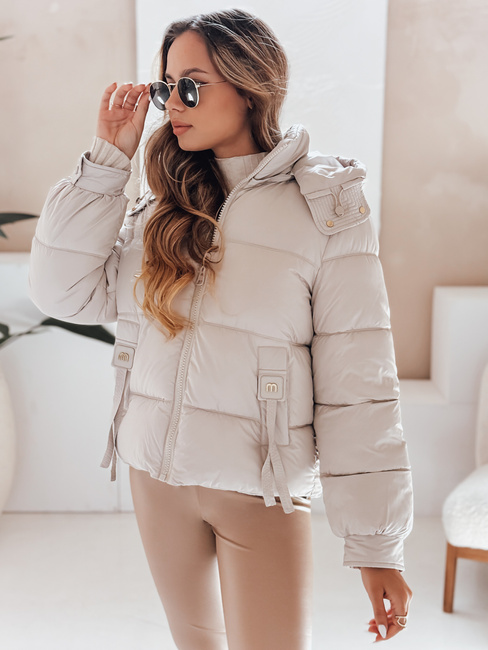Kurtka damska pikowana z kapturem beżowa Dstreet TY5066