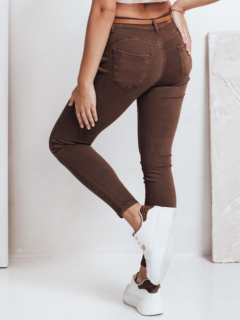 Spodnie damskie skinny z paskiem VIVASKIN brązowe Dstreet UY2742