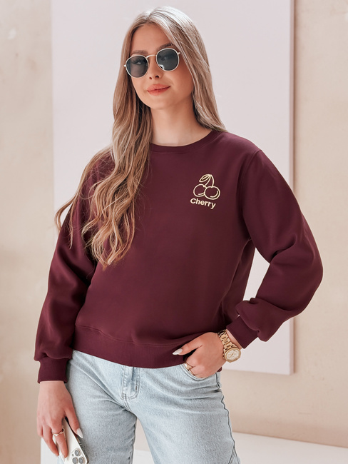 Bluza damska oversize z haftem CHERSOFT śliwkowa Dstreet BY1399