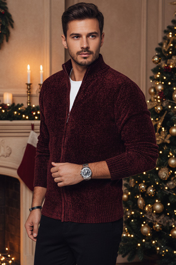 Sweter męski rozpinany bordowy Dstreet WX2233z