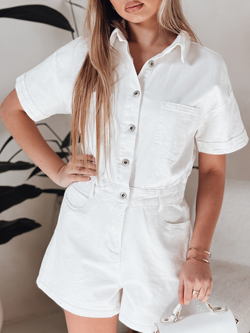 Kombinezon krótki jeansowy DINOZIA biały Dstreet EY2589