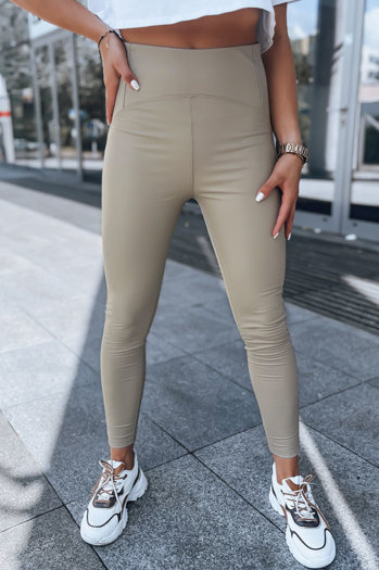 Legginsy damskie woskowane WAXED CHIC beżowe Dstreet UY1561