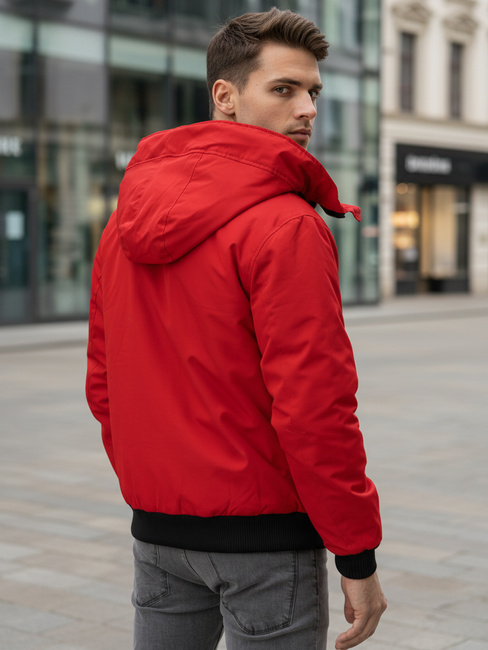 Kurtka męska zimowa z kapturem czerwona Dstreet TX4983