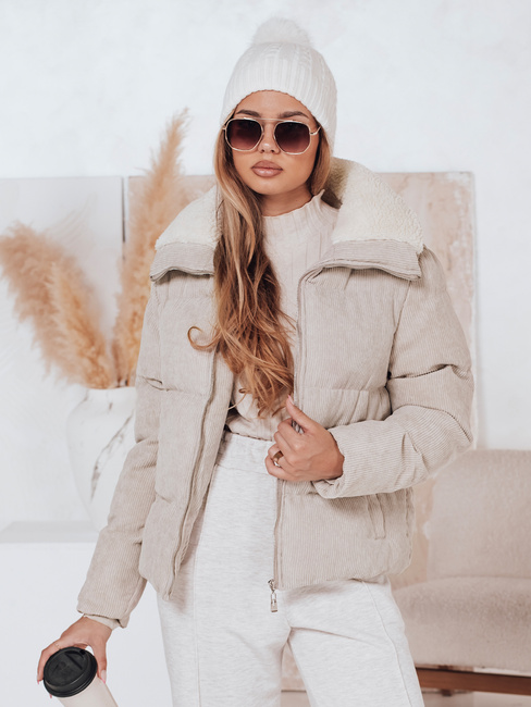 Kurtka damska zimowa sztruksowa TRENDYGLAM beżowa Dstreet TY4358