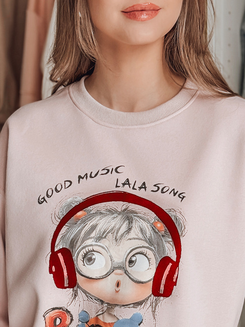 Bluza damska oversize z nadrukiem LALA VIBE różowa Dstreet BY1505