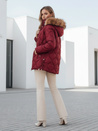 Kurtka zimowa damska LUMORE pikowana z kapturem bordowa Dstreet TY5014