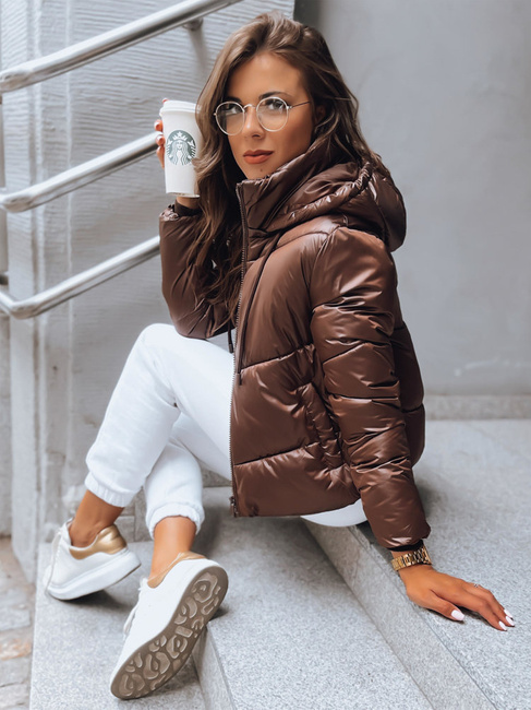 Kurtka przejściowa damska pikowana LOLAROSE brązowa Dstreet TY3682