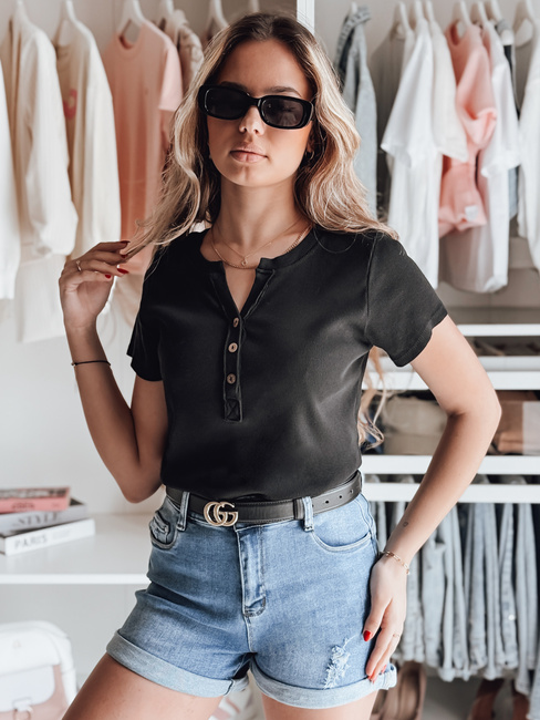 Bluzka damska one size prążkowana KISS LOOK czarna Dstreet RY2833