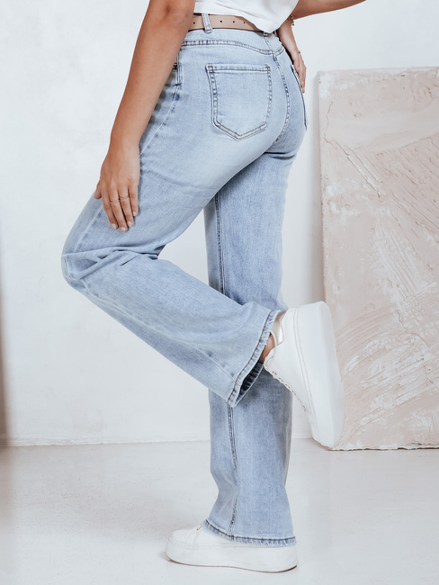 Jeansy damskie z wysokim stanem wide leg jasnoniebieskie Dstreet UY2786