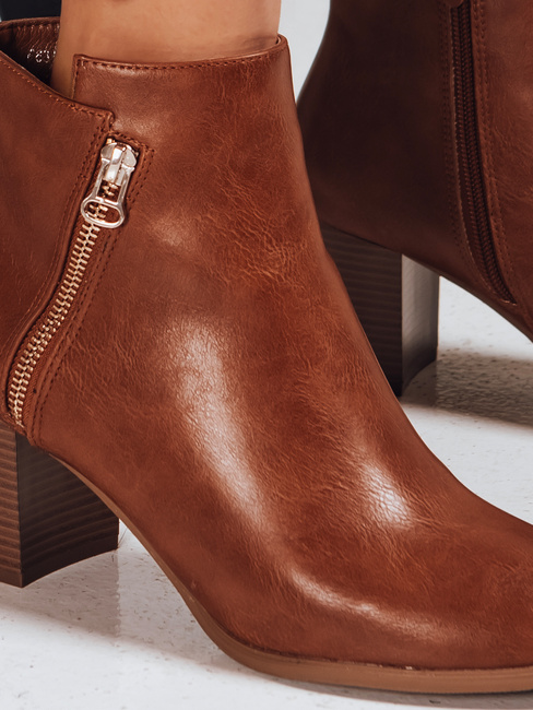 Botki damskie na obcasie kamelowe Dstreet ZY1317