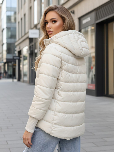 Kurtka damska pikowana z kapturem biała Dstreet ty5355