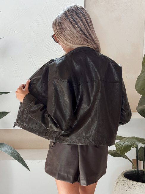 Kurtka skórzana damska ramoneska brązowa Dstreet TY5220