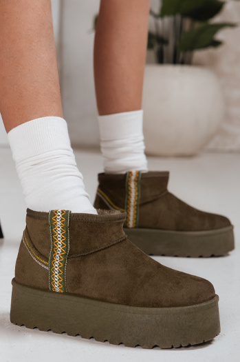 Śniegowce damskie zamszowe zielone Dstreet ZY1295