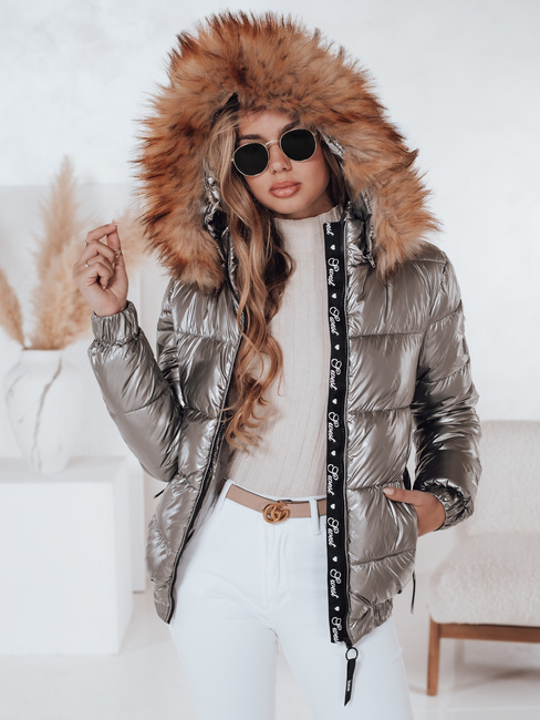 Kurtka zimowa damska z kapturem MELANI ciemnoszara Dstreet TY4486