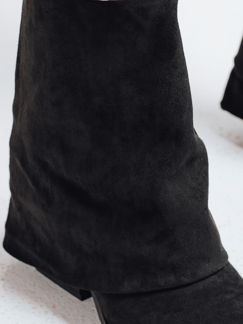 Botki damskie zamszowe z szeroką cholewką czarne Dstreet ZY1026