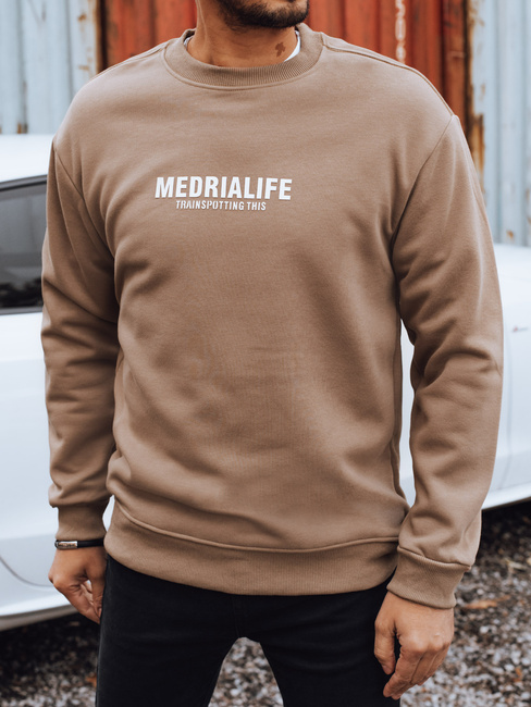Bluza męska z nadrukiem kamelowa Dstreet BX5926