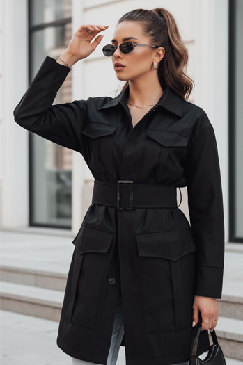 Płaszcz damski przejściowy wiązany VERMONT czarny Dstreet NY0582