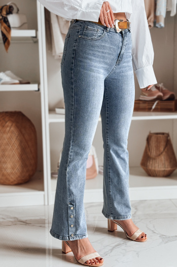 Spodnie damskie jeansowe dzwony z paskiem BELLONIZ niebieskie Dstreet UY2464