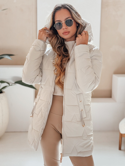 Kurtka zimowa damska pikowana z kapturem jasnoszara Dstreet TY5092