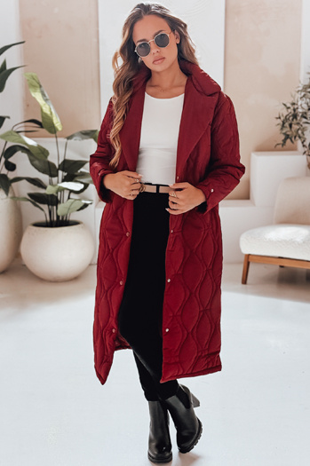 Płaszcz damski pikowany długi TRENDIFY bordowy Dstreet TY4940