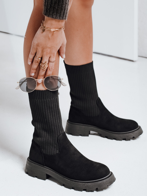 Botki damskie skarpetowe czarne Dstreet ZY1133