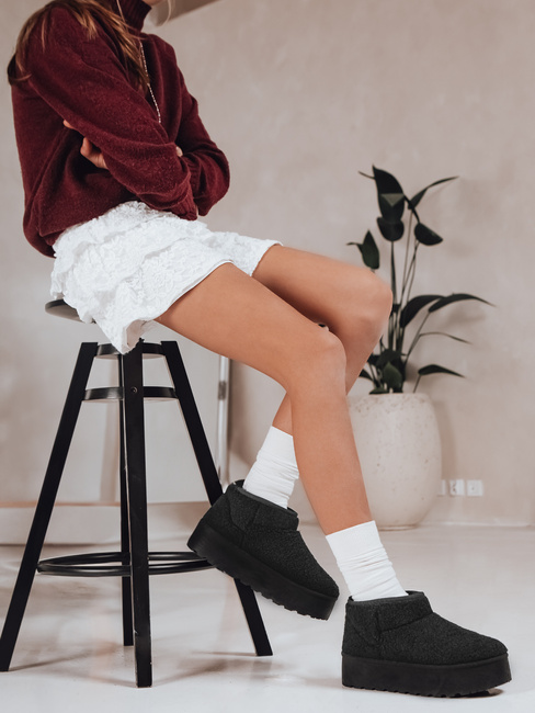 Śniegowce damskie materiałowe z futerkiem czarne Dstreet ZY1296