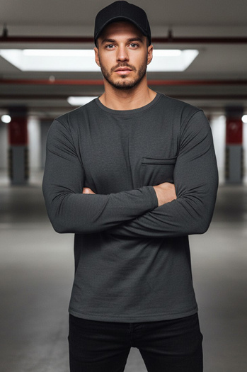 Longsleeve męski ciemoszary Dstreet LX0561