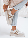 Sneakersy damskie ocieplane na platformie beżowe Dstreet ZY1080