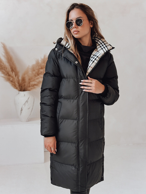 Kurtka damska zimowa WINTERMISS długa pikowana z kapturem czarna Dstreet TY4967