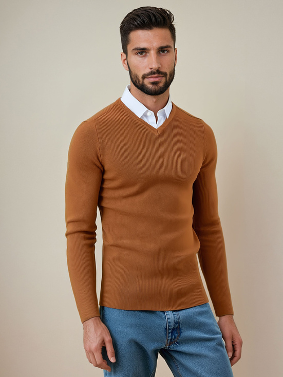 Sweter męski kamelowy Dstreet WX2290