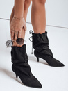 Kozaki damskie zamszowe z marszczoną cholewką czarne Dstreet ZY1138