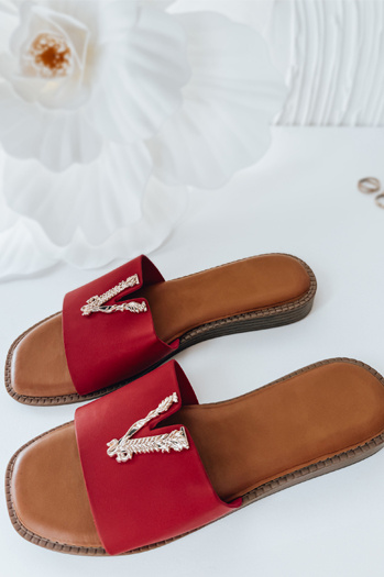 Klapki damskie SOLVINA czerwone Dstreet ZY0960