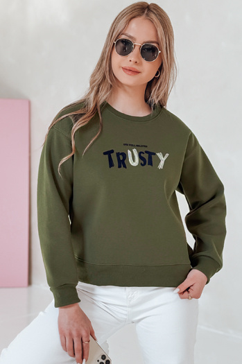 Bluza damska oversize z haftem SOFTRUS zielona Dstreet BY1409