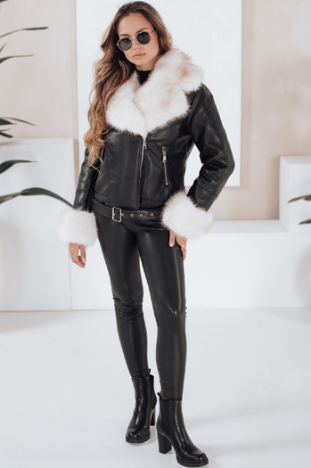 Legginsy damskie z eko skóry czarne Dstreet UY2736