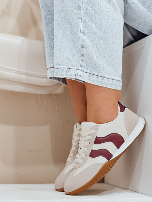 Sneakersy damskie beżowo-bordowe Dstreet ZY0779