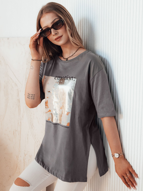 T-shirt damski EMLOT grafitowy Dstreet RY2621