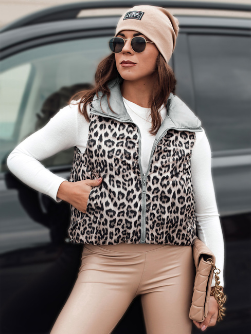 Kamizelka damska LEOVELLA przejściowa krótka pikowana dwustronna srebrna Dstreet TY5497