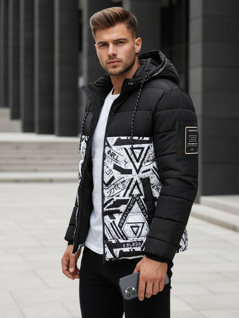 Kurtka męska zimowa pikowana z kapturem czarna Dstreet TX5131