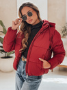 Kurtka damska zimowa krótka GLAMVO puchowa z kapturem bordowa Dstreet TY4949