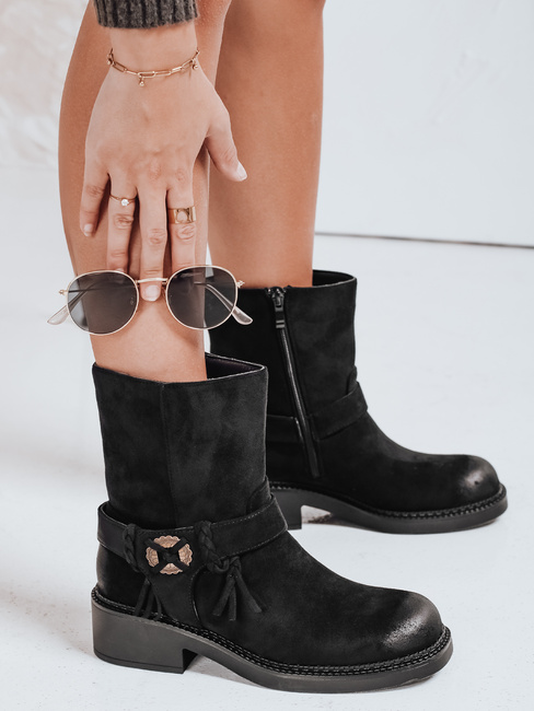 Botki damskie zamszowe czarne Dstreet ZY1097