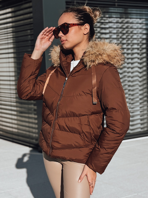 Kurtka zimowa damska pikowana brązowa Dstreet TY5420