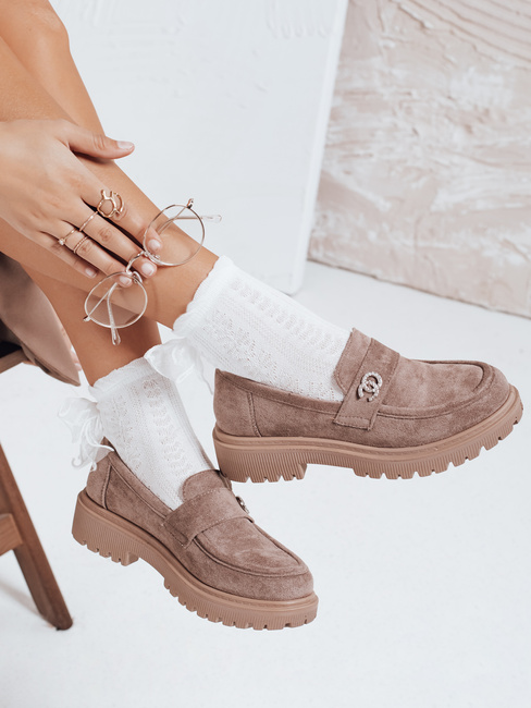 Mokasyny damskie zamszowe beżowe Dstreet ZY1128