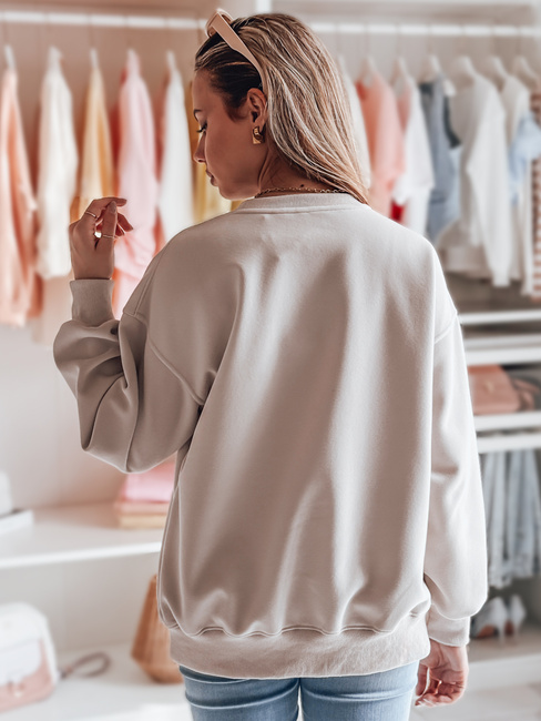 Bluza damska oversize z haftem DOGSWEETY cappuccino Dstreet BY1481