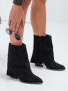 Botki damskie zamszowe z szeroką cholewką czarne Dstreet ZY1026