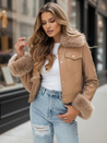 Kurtka skórzana damska z futerkiem kamelowa Dstreet TY5139