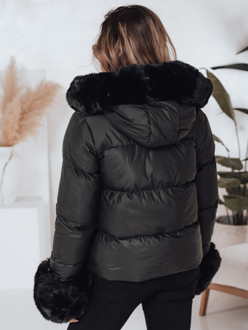 Kurtka damska zimowa YOUWARM krótka pikowana z futerkiem czarna Dstreet TY5006