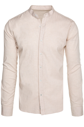 Koszula męska casualowa ze stójką beżowa Dstreet DX2651